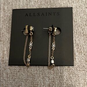 All Saints Gold and Silver Mixed-Chain Drop Earrings
